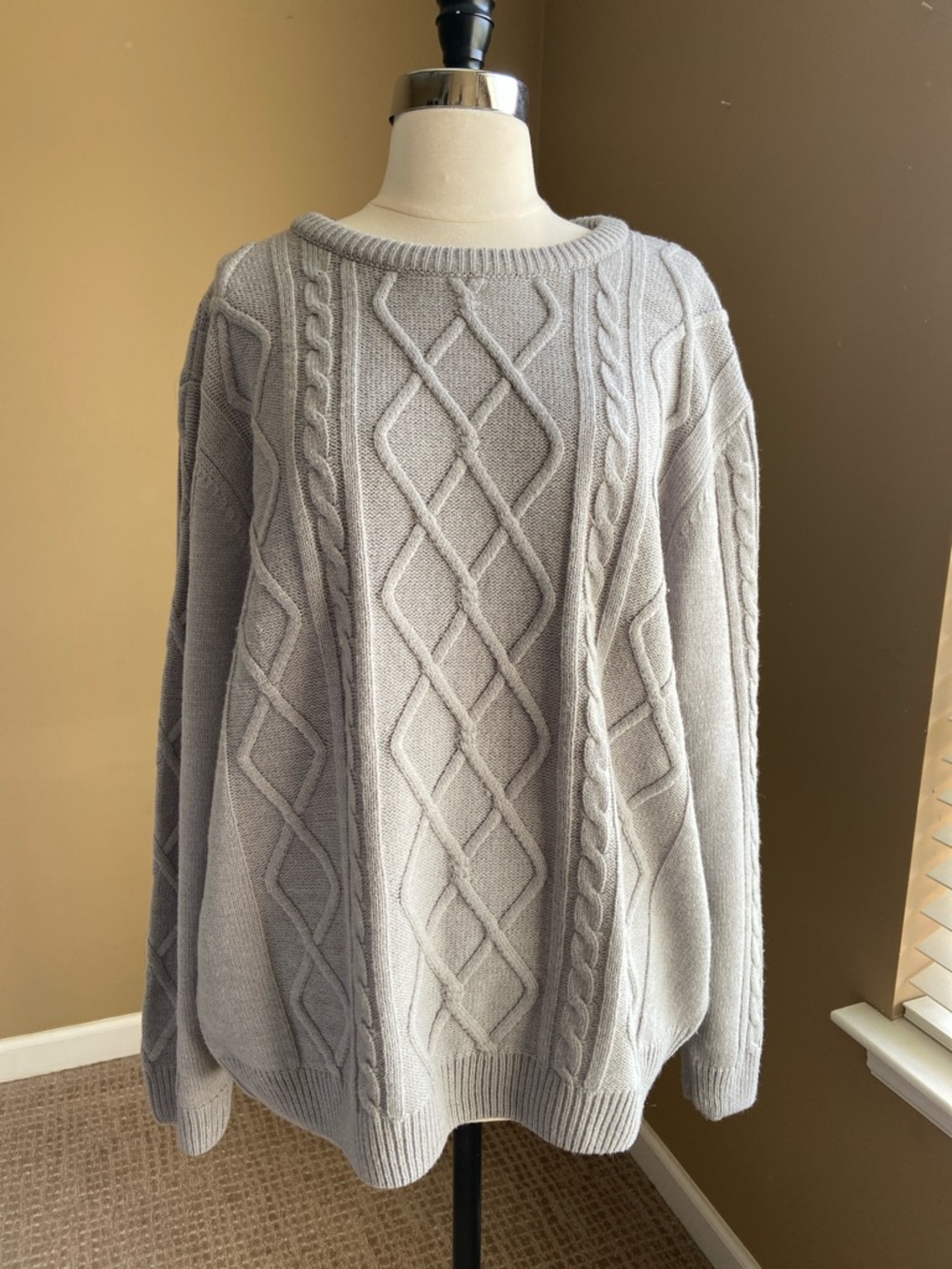 Style & Co. Light Gray 100%‎ Cotton Cable Knit Scoop Neck Sweater XLarge
